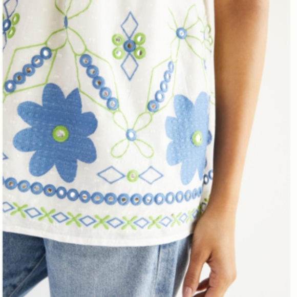 Anthropologie Jordan Eyelet Tank Top Size 8 - Picture 3 of 6